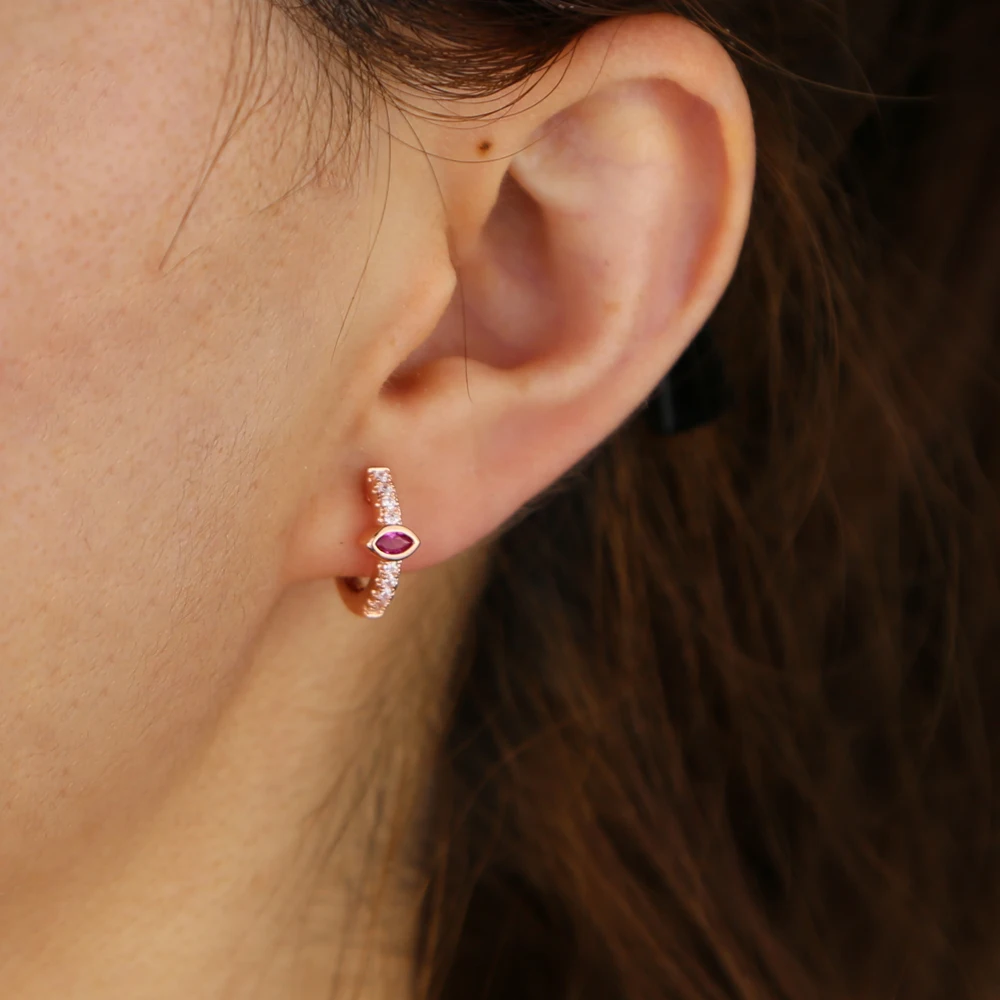 minimal minimalist geometric simple small tiny huggie hoops birthstone colorful women delicate cz earring