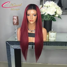 8A Ombre Wig Brazilian Virgin Human Hair Full Lace Wigs Ombre Two Tone Dart Roots Red Human Hair Glueless Lace Front Wig