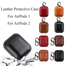 1 шт. чехол из натуральной кожи с крючком для AirPods 1/2 винтажная матовая Роскошная Защитная сумка для хранения красные, черные, коричневые аксессуары для наушников