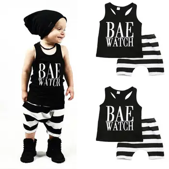 

Infants Baby Girls Boys Kids Tops + Shorts Vest Sleeveless Striped Clothes Outfits 1-6 Years Summer