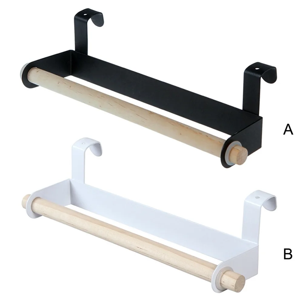 1 قطعة لكمة خالية المطبخ شنقا رف المنزلية تخزين الرف شنقا حامل ل ورقة منشفة