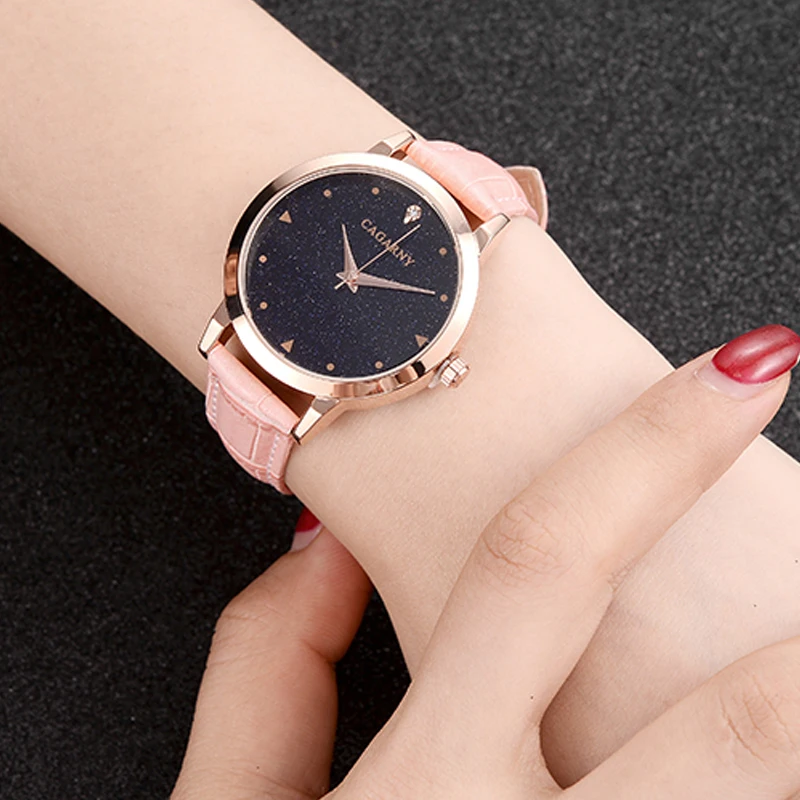 luxury brand cagarny quartz watch for women blue sky dials creative casual ladies watches rose gold case drop shipping (52)