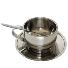 SaiDeng набор кофейных чашек из нержавеющей стали включает в себя коврик ложка чашка-30
