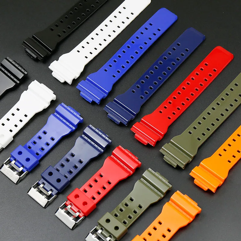 Resin black gold strap for Casio g-shock ga-100 ga-110ga-120 ga-200 ga-300 ga-400 gd-100 gd110 gd-120 gls-100 glossy | Наручные часы