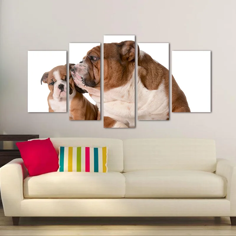 canvas-painting-wall-art-decor-BANMU-5-Panels-home-Dog-English-Bulldog-Family-Isolated-8-Week (4)