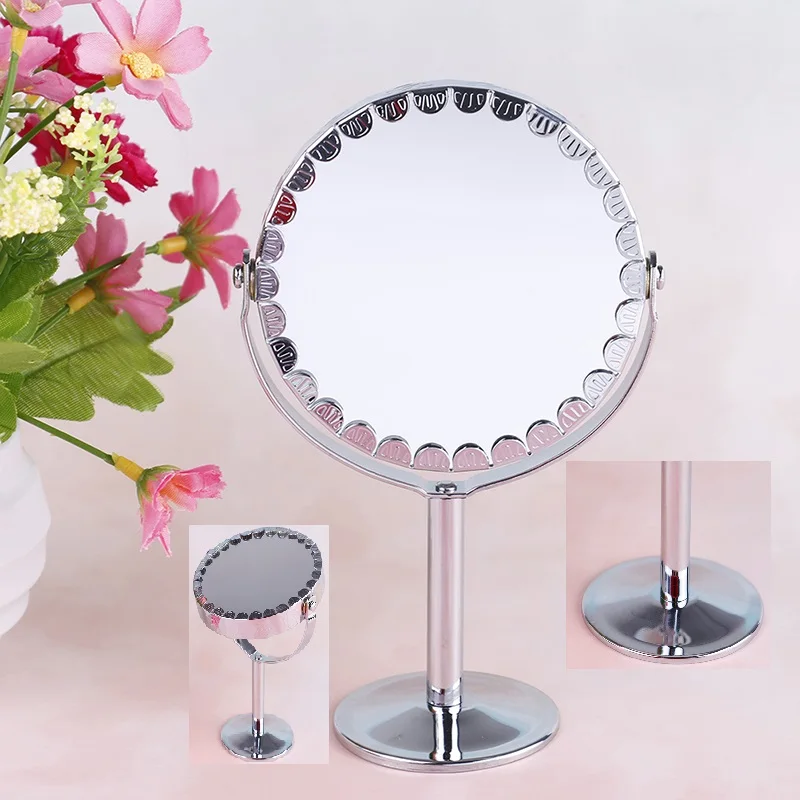 

Portable LED Lighted Makeup Mirror Dual 2 Sided Round Shape LEDs Rotating Cosmetic Mirror Stand Magnifier Mirror