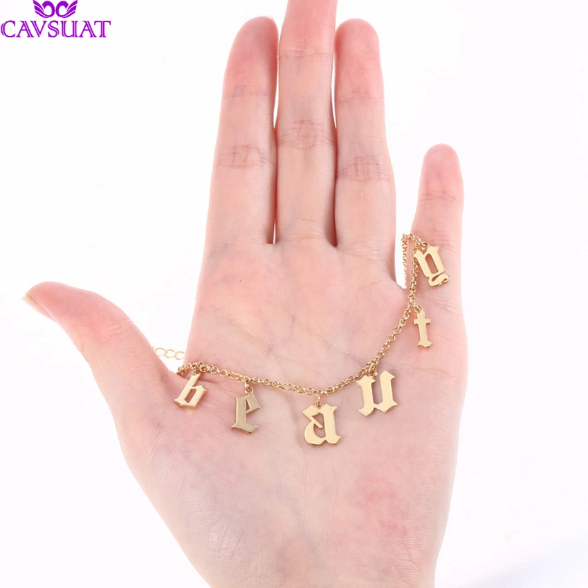 

Gothic Personalized Old English Initial Letter Pendant Necklaces For Women Men Custom Jewelry Stainless Steel Chain Xmas Gift