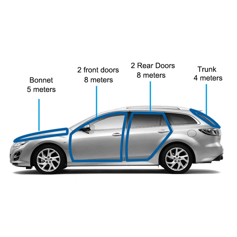 F-blue 8M Large D-Shape Sealing-Strip Car Door Window Trim Edge Moulding Rubber Black Car Door Seal Edge Trim
