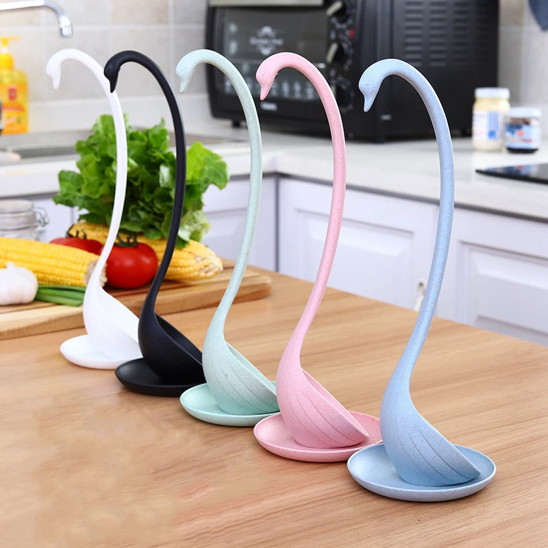 

Multifunction Long Handle Swan Spoon Soup Creative Wheat Straw Tableware Dinnerware Kitchen Tools