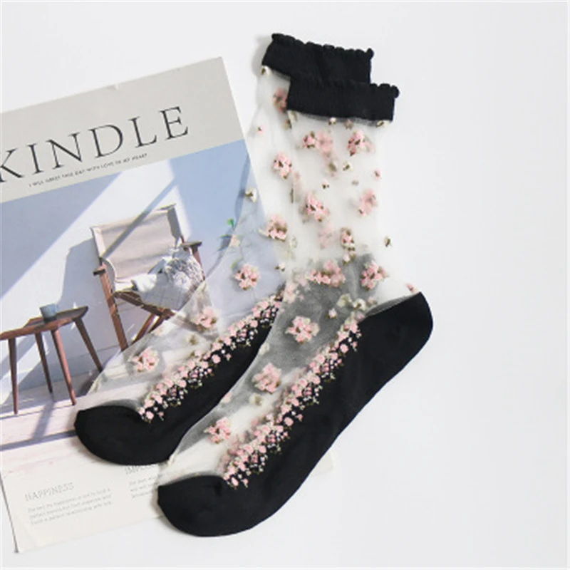 1-Pair-Breathable-Ultra-Thin-Socks-Summer-Women-Transparent-Lace-Silk-Crystal-Rose-Flower-Girls-Elastic(10)