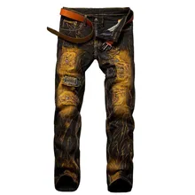 Мужские рваные джинсы, брюки, облегающие, потертые, хип-хоп, с дырками, рок, деним, мужские, новинка, уличная одежда, мужские джинсы, панковские брюки