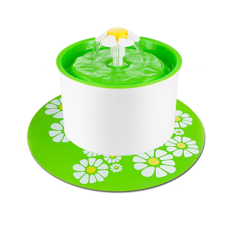 ПЭТ электрическая поилка для животных с фонтаном диспенсер автоматический фильтр питьевой воды с 1 шт. силиконовой прокладкой - Цвет: Зеленый