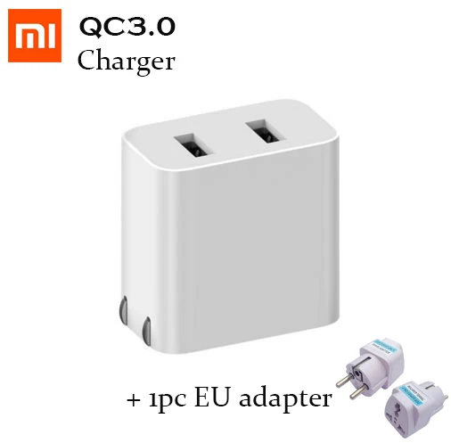 Оригинальное портативное зарядное устройство Xiaomi Dual USB US plug Mini Quick Charge QC3.0 9V = 2A/12V = 1.5A/5V = 2.4A Max 18-20W Dual USB port - Тип штекера: Add EU adapter