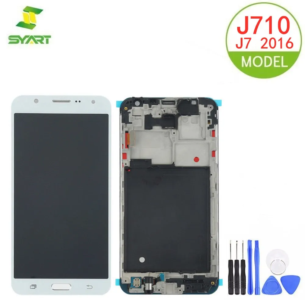 Для Samsung Galaxy J7 2016 AMOLED сборочного узла сенсорного экрана ЖК-дисплея с рамкой для J710