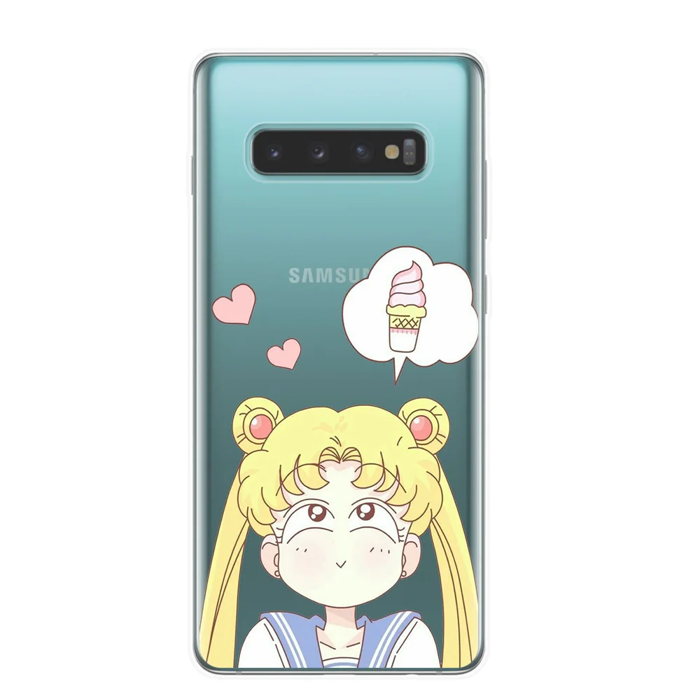 Чехол с японским аниме Kawaii Sailor Moon чехол для Samsung S6 S7 Edge S8 S9 S10 Plus S10E Lite рисунком в