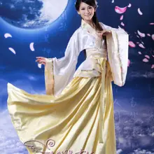Китайская династия Хань одежда принцесса фея шоу косплей платье халат костюм Один размер Желтый