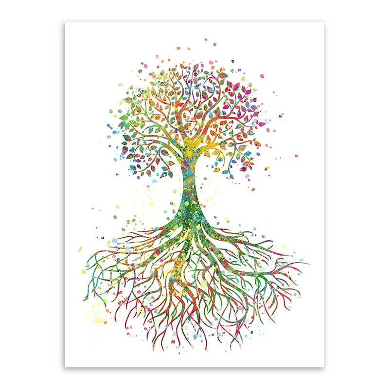 Разноцветные энергичный и сильный Древо жизни вы почувствовали себя положительный смысл живительной холст картины жизни