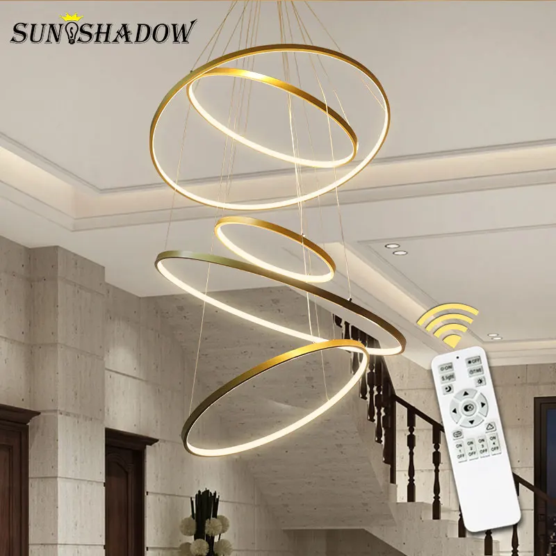  Modern Led Chandelier 6Rings Circle Ceiling mounted LED Chandelier Lighting For Living room Dining  - 32861770665