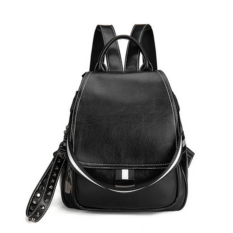 DAEYOTEN ретро сумки с заклепками для женщин рюкзак с защитой от кражи для девочек женские школьные сумки сумка на плечо женские рюкзаки ZM0114 - Цвет: Черный