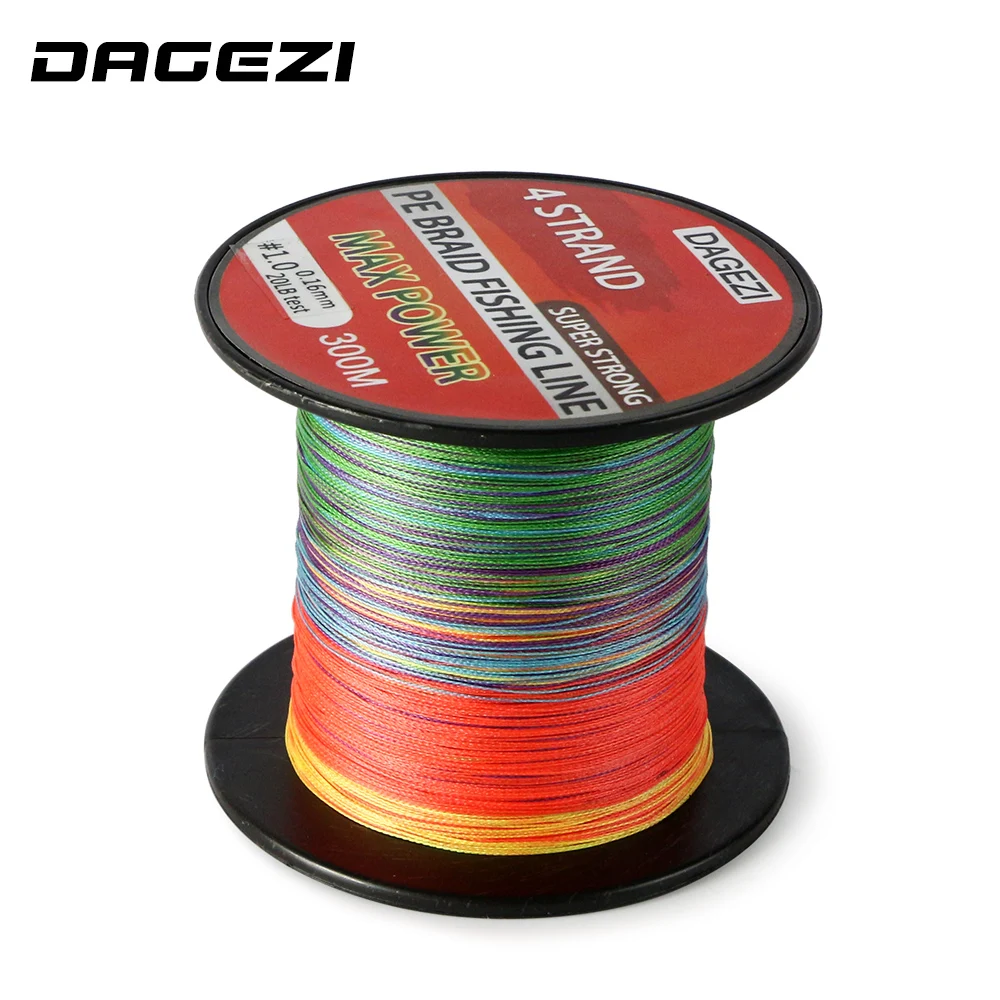 DAGEZI 10-90LB 100% مزيج اللون صنارة صيد بولي ايثيلين مجدول مع هدية 4 حبلا 300 m سوبر قوي المتعددة الشعيرات مضفر خيط صنارة الصيد s