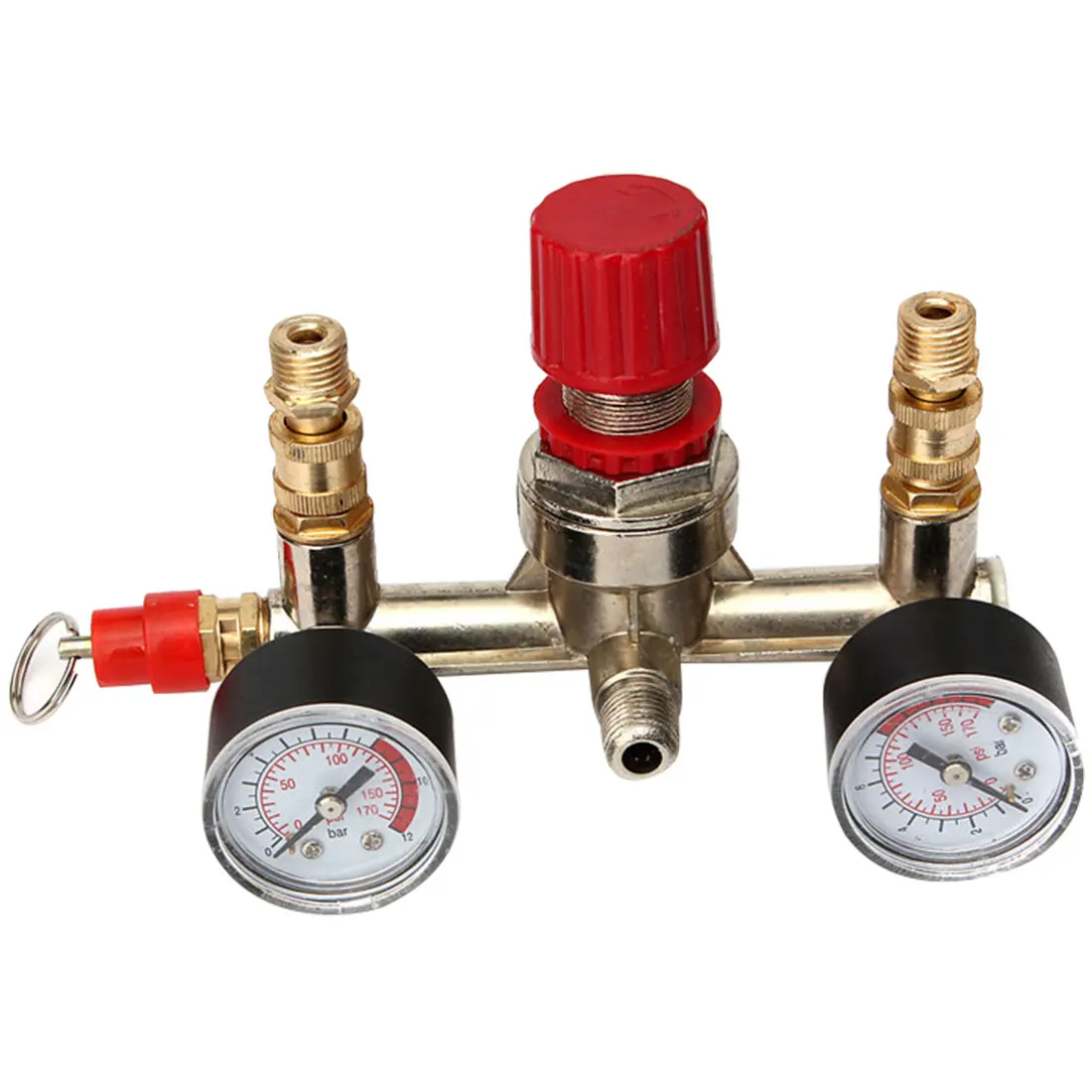 

7.25-125 PSI Regulator Heavy Duty Air Compressor Pump Pressure Control Switch 4 Port Air Pump Control Valve with Gauge