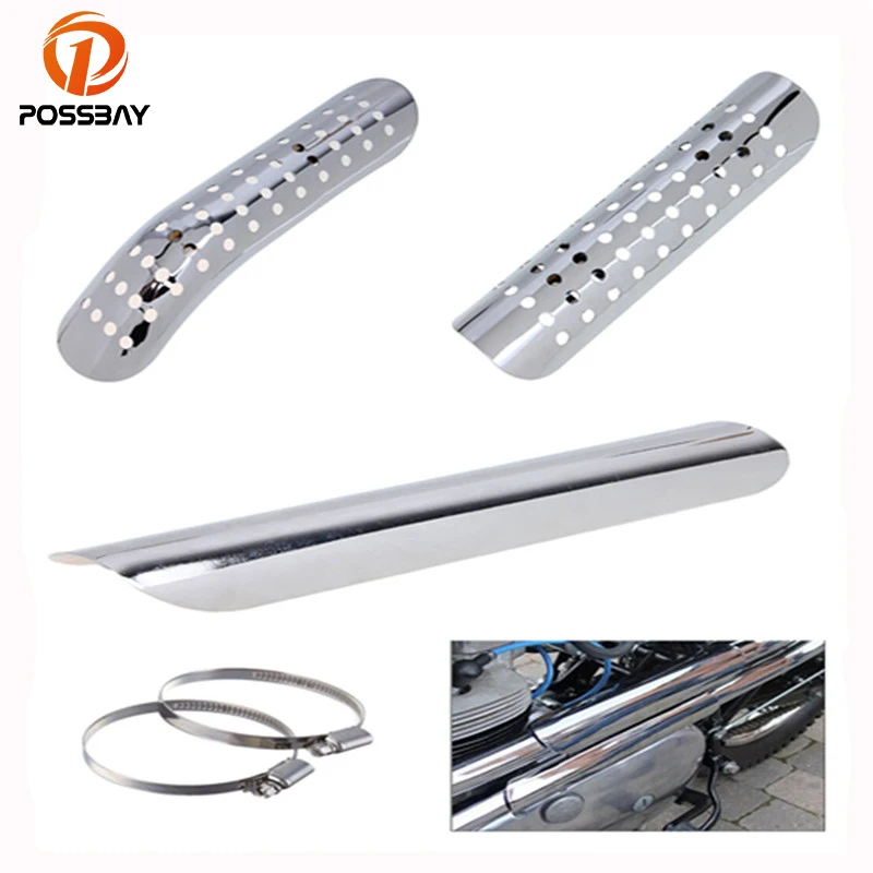Motorcycle Exhaust Muffler Heat Shield Chrome Chopper Bike Exhaust Pipe