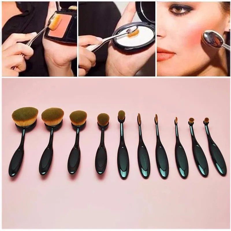 

Ange Aile Professional Makeup Brush Black 10pcs Tooth-shape Foundation Powder Brush Foundation Eye Face Shadows Brusher