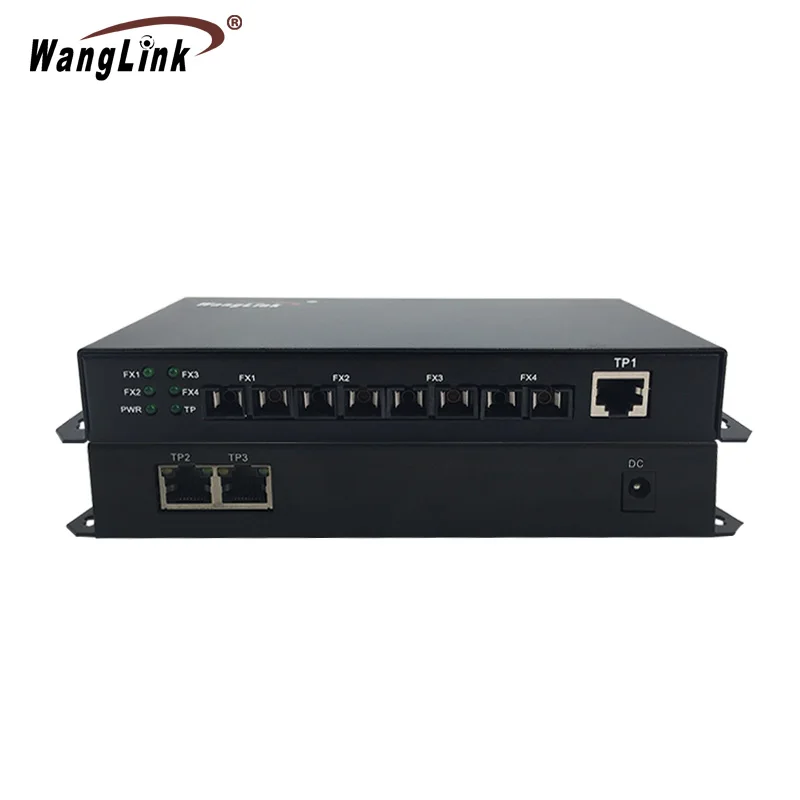 Multi Mode Dual Fiber Network Communication 4 port gigabit Fiber Optic to 3 RJ45 ethernet Media Converter 10 100 1000mbps 2 fiber ports 2rj45 ethernet ports multi mode dual fiber media fiber optic