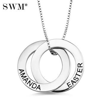 

Costume Name Double Russian Circle Necklace Custom Two Letter Russia Circles Necklaces Sterling Silver 925 Collar Collana Female