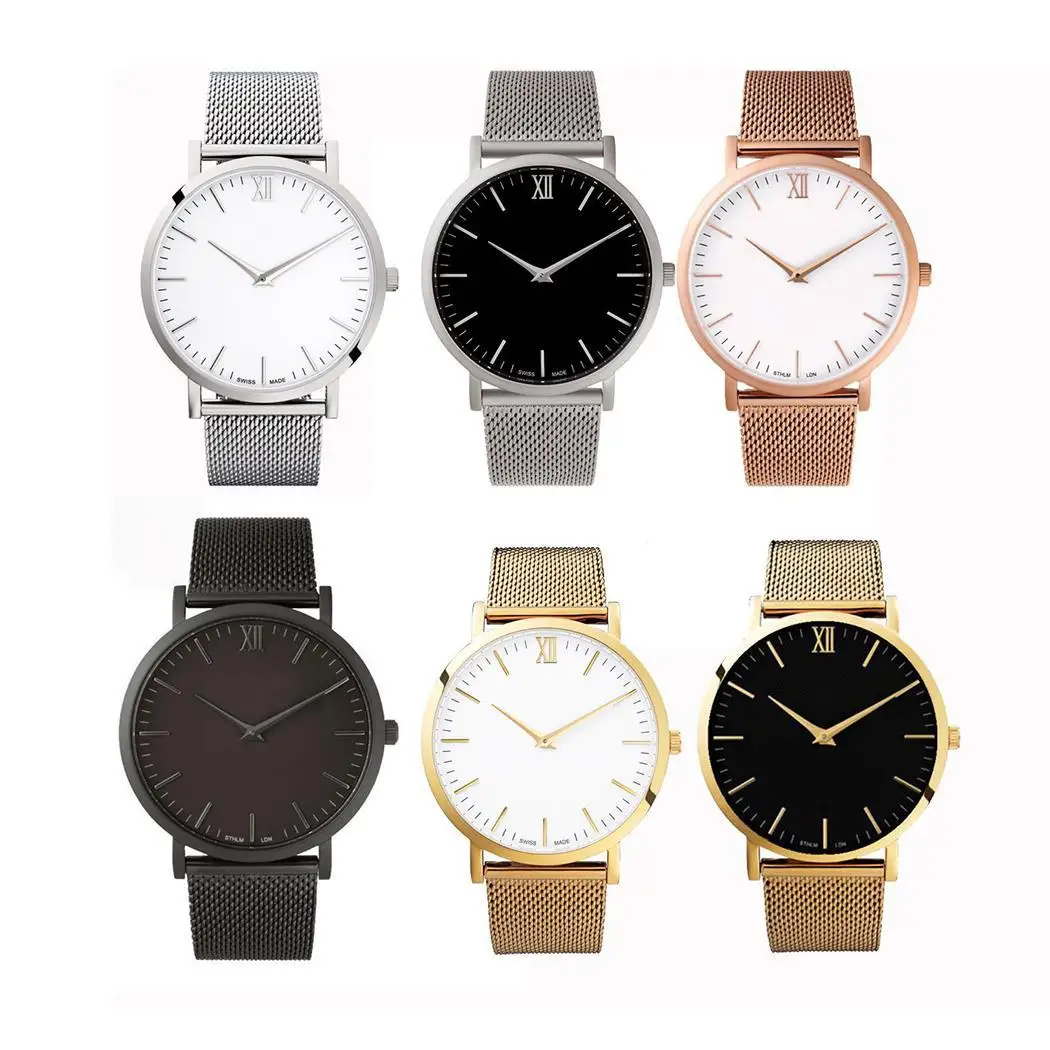

2019 British Style Unique Quartz Watch Men Women Wristwatches Luxury Ultra Thin Stainless Steel Watches Relogio Feminino