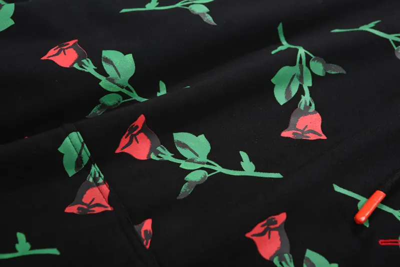 Red Rose Full Printed Embroidery Letters Hoodies 7