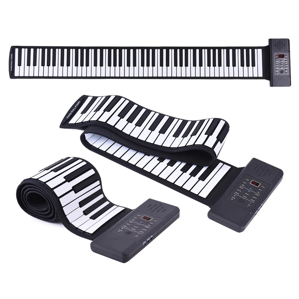 

Silicon 88 Keys Hand Roll Up Piano Electronic USB Keyboard Built-in Li-ion Battery and Loud Speaker with One Pedal EU/US PLUG