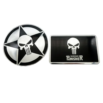 

Car styling Aluminum THE Punisher skull Body Emblem Car Motorcycle 3D sticker Auto Skeleton Rear Badge Stickers Decals black