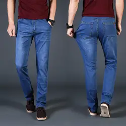 2019 Модные мужские прямые байкерские джинсы, повседневная дизайнерская мужская одежда, свободные синие джинсовые брендовые джинсы, большие