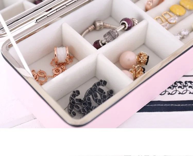 Juelee коробка для хранения ювелирных изделий из искусственной кожи для женщин переносные серьги ожерелье коробка для хранения с зеркалом