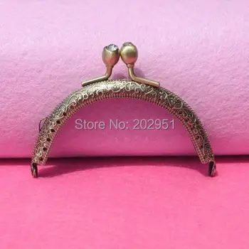 

20pcs/lot DIY 8.5cm Antique Brass Metal Purse Frame crystal kiss clasp Handle for Bag Craft bag making sew,Freeshipping XF04-20