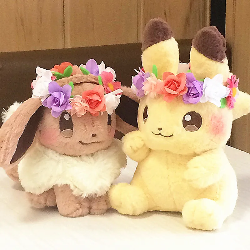 

New Authentic Japan anime game 2pcs Pikachu&Eievui's Easter Eevee Plush Doll Stuffed Toy Limited Plush Doll Toy