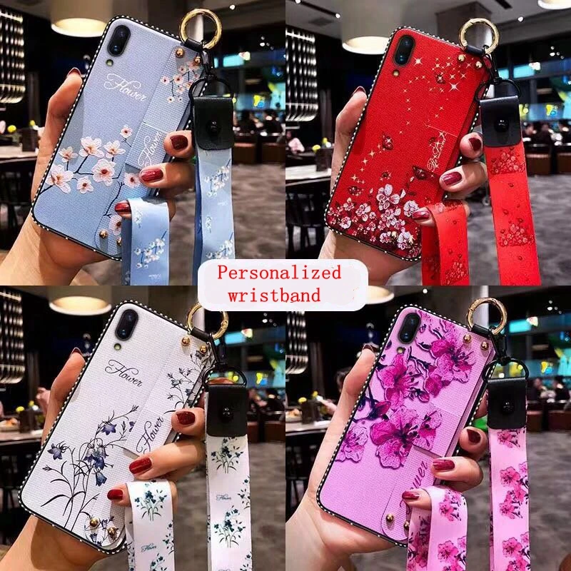 

Cloth painted diamond soft wrist strap phone case for iPhone X XR XS Max 7 8 6 6s plus 8plus phone back case coque funda cap