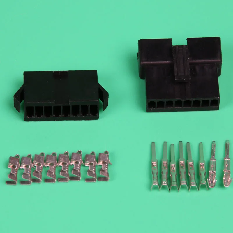 10 sets Black 8Pin/way electrical crimp terminal connectors 2.54mm SM