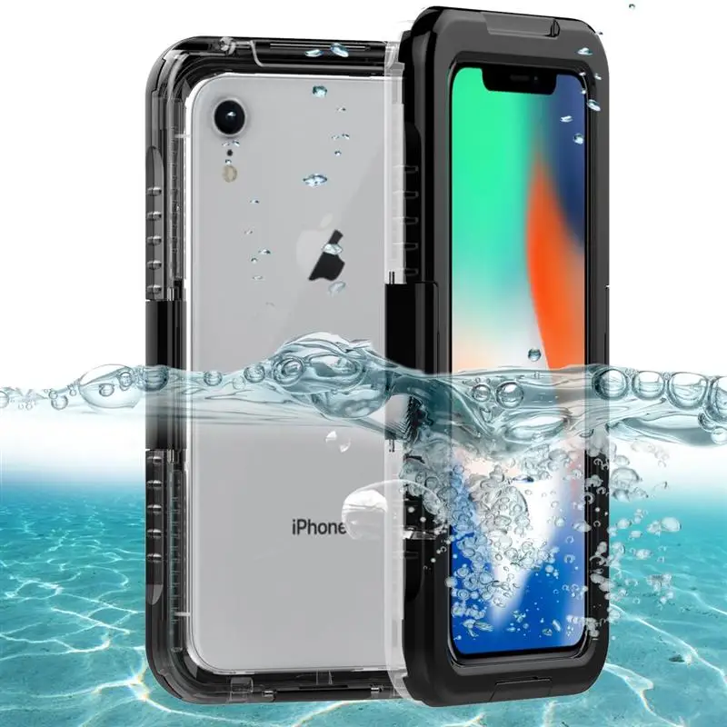 

For iPhone XS Max XR Waterproof Case IP68 360 Degree Protection Dustproof Shockproof Underwater Cover for iPhone XR Case Clear