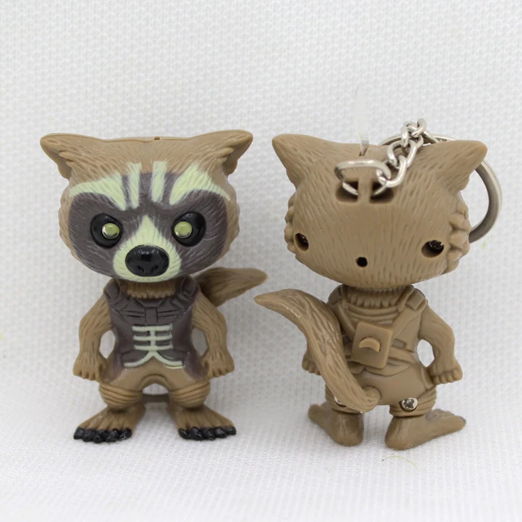

New arrive cute The raccoon Led keychain with sound,kawaii little flashlight keyrings,Children gift