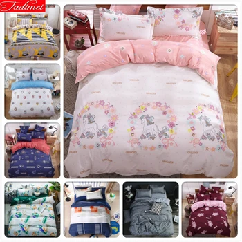

Pink White Winter Kids Single Bedinens 3/4 pcs Bedding Set Double Twin Queen Size Duvet Cover 1.2m 1.5m 1.8m Bedsheet Bedclothes
