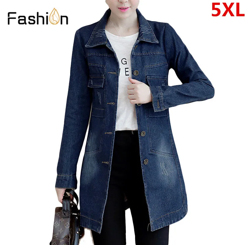2018 Women Basic Coat Denim Jacket Winter Long Sleeve Jeans Jackets for Women Lady Slim Denim Coat Fit Casual Style Plus Size