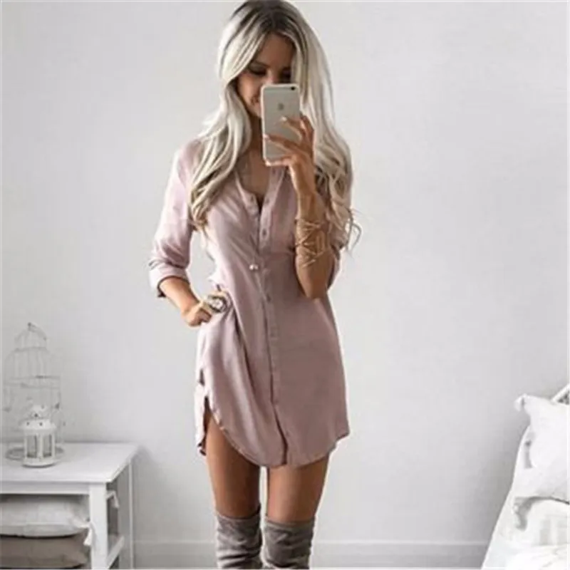 Women Fall Dresses New Arrival 2016 Ukraine Women Autumn Long Sleeve Casual Shirt Dress Mini Vintage Party Dresses Plus Size