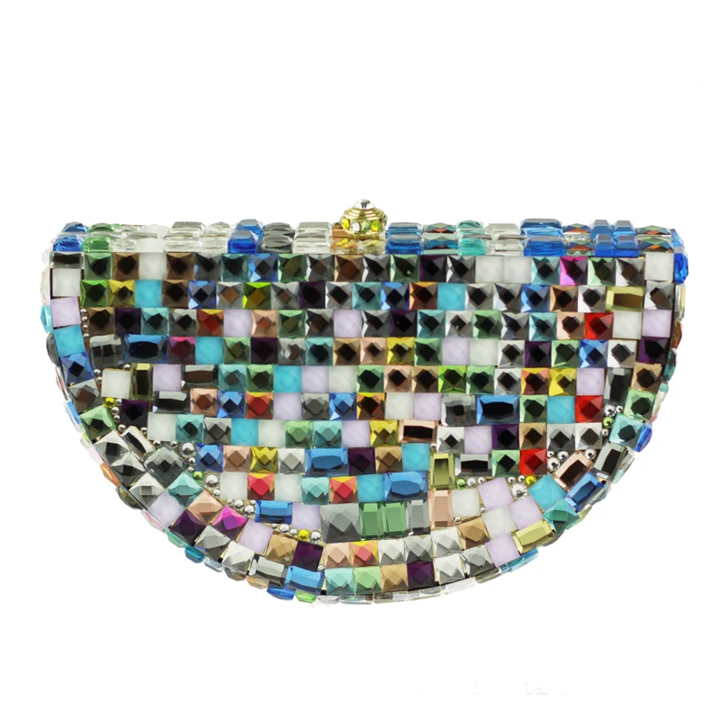 Multi Color Watermelon Crystal Clutch Bags with Strap for Ladies Purse