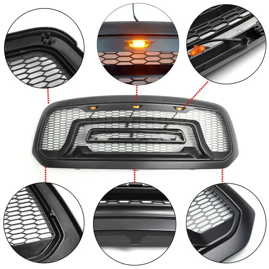 

Front Grill Grille For Dodge Ram 1500 2013-2018 Mesh Rebel Style ABS Honeycomb Bumper
