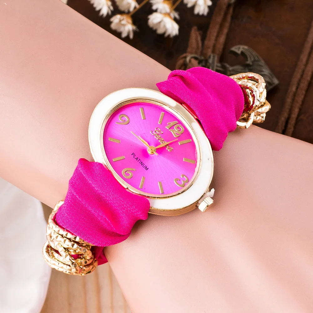 Модные наручные часы с ленточным ремешком, женские кварцевые часы из ткани, женские часы с женевым браслетом, часы, подарок, Relogio Feminino