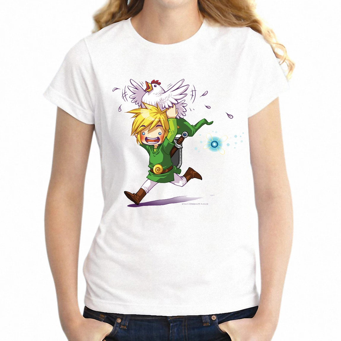 Футболка женская с коротким рукавом модный топ со звеньями и надписью Legend of Zelda