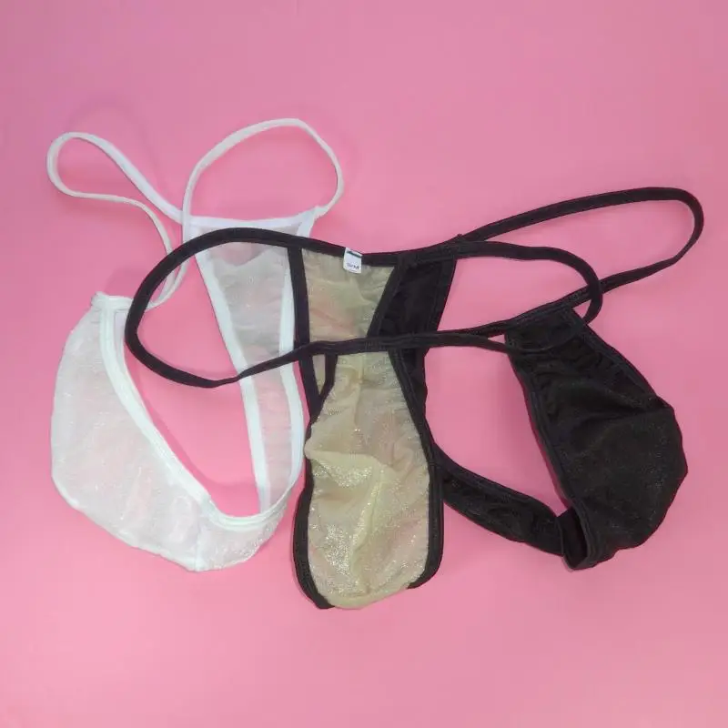 

mens japanese style small bags pouch thong semi-transparent shiny sheer G2028