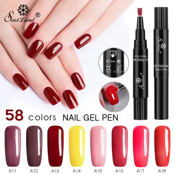 

Saviland Newest Nail Gel Polish Pen Gel Nail Varnish 58 Colors Glitter UV Nail Art Tools Long Lastig Top Base Coat Primer
